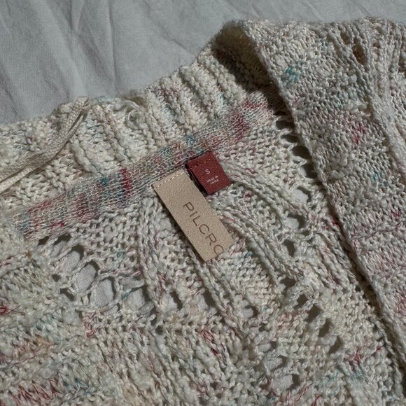 Anthropologie Pilcro Pointelle Duster Cardigan Speckled, Cable Knit - Picture 5 of 5